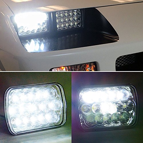 4X6 Led Headlights For Chevrolet Chevy C4500 C5500 Kodiak, Rectangular High Low Sealed Beam Bright Lights To Replace H4651 H4652 H4656 H4666 H6545 H4668 H4642 4Pcs Replacement Kit #TOP2