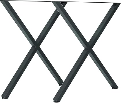 2X Metal Table Legs 27 inch Height x 23 inch Wide,DIY Iron Furniture Legs for Dining Table, Coffee Table, Desk,Heavy Duty Industrial Country Style X-Shape Tube Iron Desk Bench Legs Black
