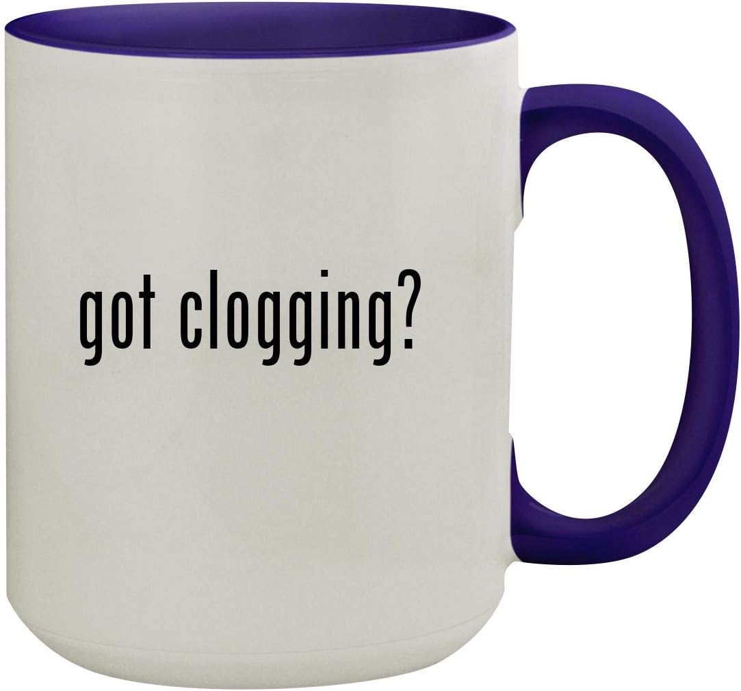 got clogging? - 15oz Ceramic Inner & Handle Colored Coffee Mug, Deep Purple