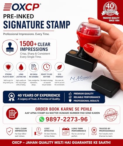 Image of ASPL Customized Pre-Inked Pocket Stamp | Personalised Rubber Stamp with Custom Text | for Signature, Proprietor, Partner, Shop & Office Use | 2 to 4 Line Stamp | Compact Design