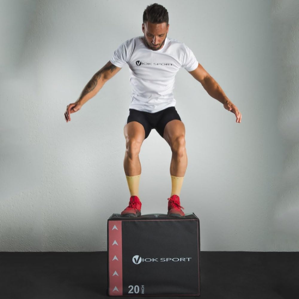 VIOK SPORT Cajón de Salto Pliométrico Soft 40x50x60 cm, 17 kg - Ideal para Entrenamientos de Agilidad y Potencia en Casa o Gimnasio con Superficie Acolchada para Mayor Seguridad