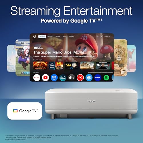 Epson Lifestudio Grand Ultra Short Throw Laser Projector 4K PRO-UHD, 3,600 Lumens of Color and White Brightness, Sound by Bose Technology, Google TV with Gemini, 3-Chip 3LCD Technology, HDR - White by Epson - Image 5