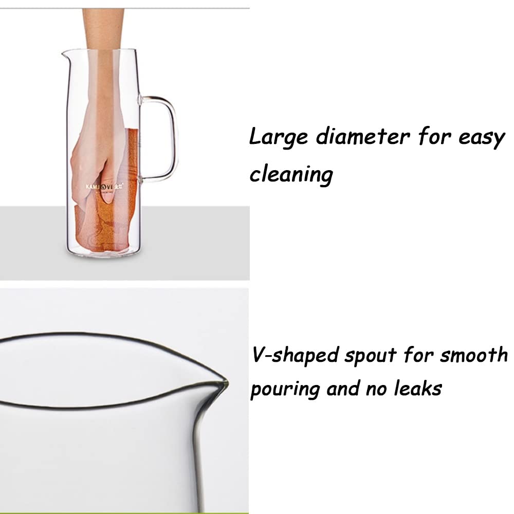Nff Jarra De Cristal, Jarra De Cristal De 1,2 L con Tapa, Jarra De Agua De Cristal De Gran Capacidad con Asa Apta For Zumo, Té, Leche, Café
