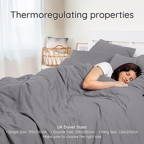 Bambaw Bamboo Double Duvet Cover, 200x200 cm, Cooling Bed Sheets for Summer 100% Bamboo Bedding Double, Anti Allergy Bedding - Image 3