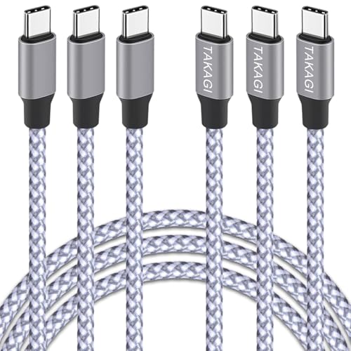 USB C to USB C Cable,Type C Charger Fast Charging Cable 60W 3ft 3Pack Nylon Braided Data Sync USB C Cable for iPhone 17 16 15 Pro Max,Plus/iPad Mini 6,Pro 12.9/MacBook Pro/Air 4/5/Galaxy S25/S24/S23