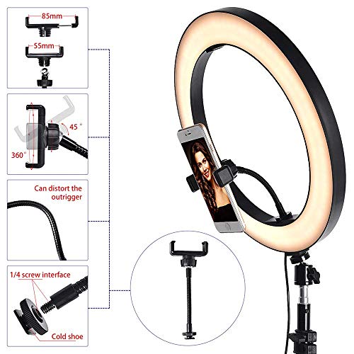 LXDDP 14-Zoll-LED-Ringlicht mit Stativständer und Handyhalter, mit 3 Lichtmodi und 10 Helligkeitsstufen für Vlogs, Live… – Bild 6