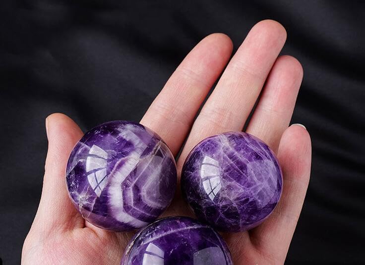 NIBHZ 9pc Natural Amatista Cuarzo Esfera Grande Bastante Amatista Piedra Bola de Cristal curativo Bola de Cristal de Piedra de Cristal,Púrpura,55mm
