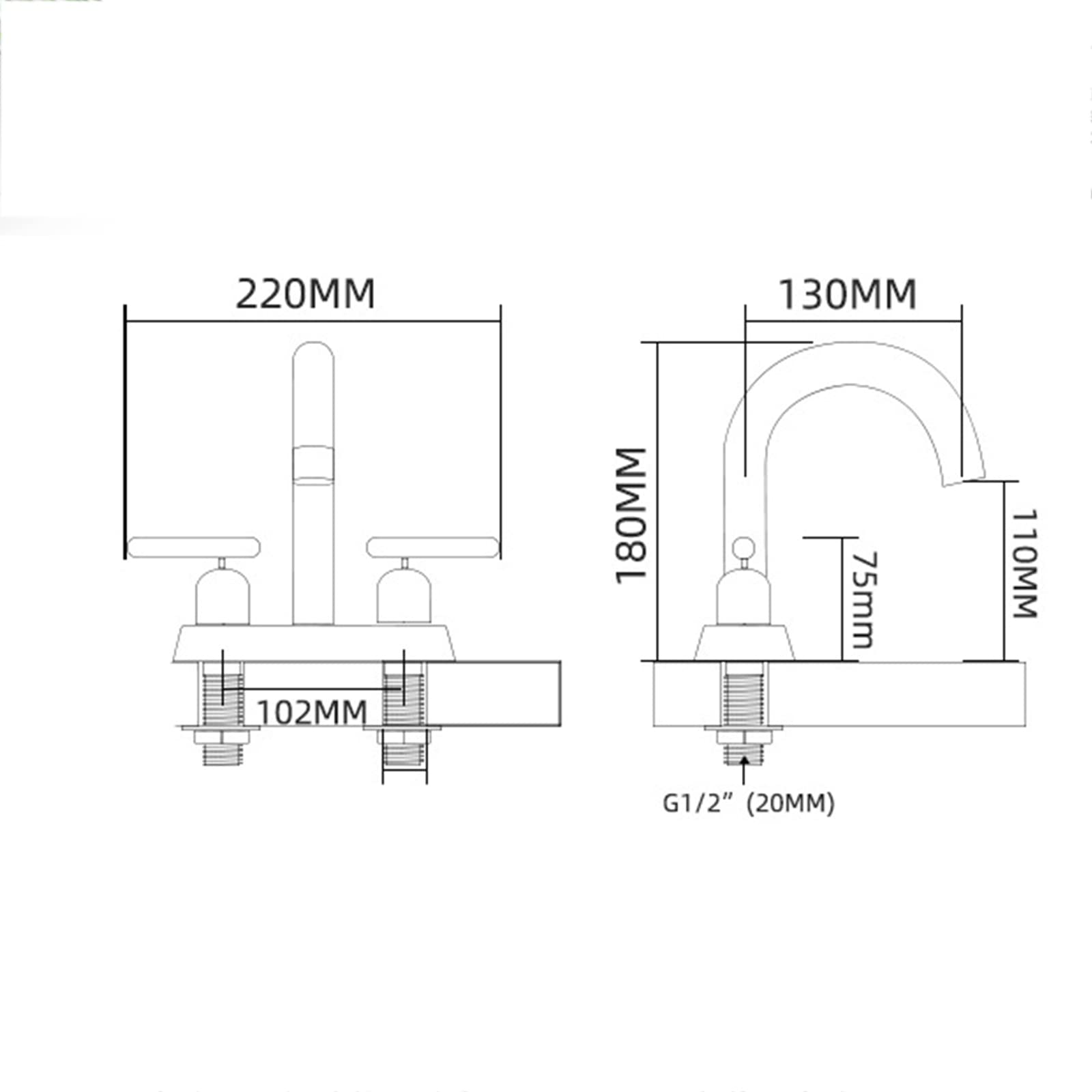 Grifo de baño Grifo de Lavabo de baño de latón de 2 manijas Grifo de Lavabo de Grifo frío y Caliente Grifo Mezclador de Lavabo con aireador Grifo de Lavabo de baño Grifo de Lavabo de recipie