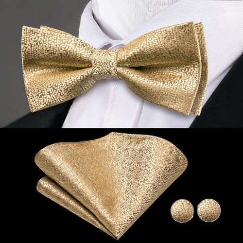 Image of Dubulle Mens Cummerbund and Bow Tie Set Paisley Floral Pretied Bowties for Men Pocket Square Cufflinks Wedding Business