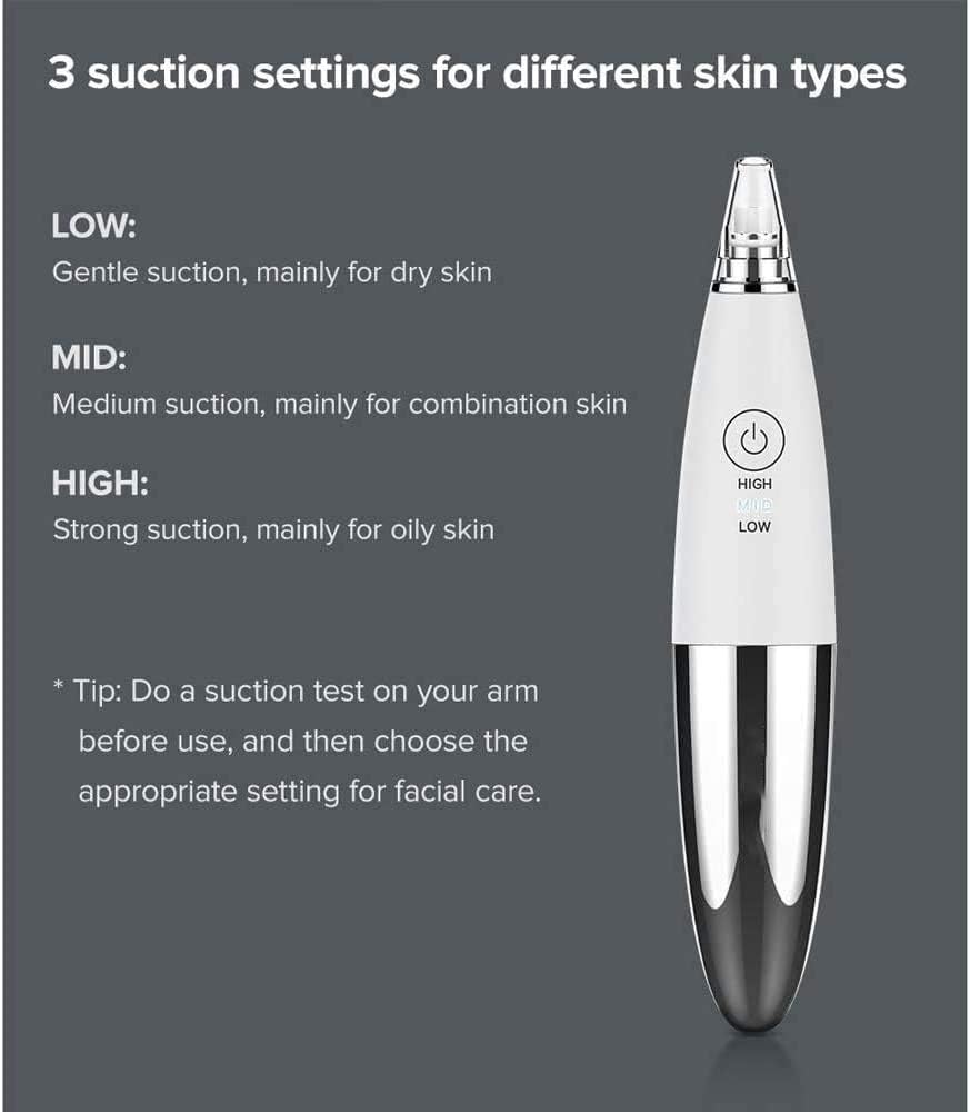 Blackhead Porse Vacuüm Cleaner Remover, Facial Porle Cleaner Electric USB Oplaadbare Acne Comedone Whitehead Extractor met 4 Probes en Blackhead Remover Kit Zuiging voor Dames & Mannen