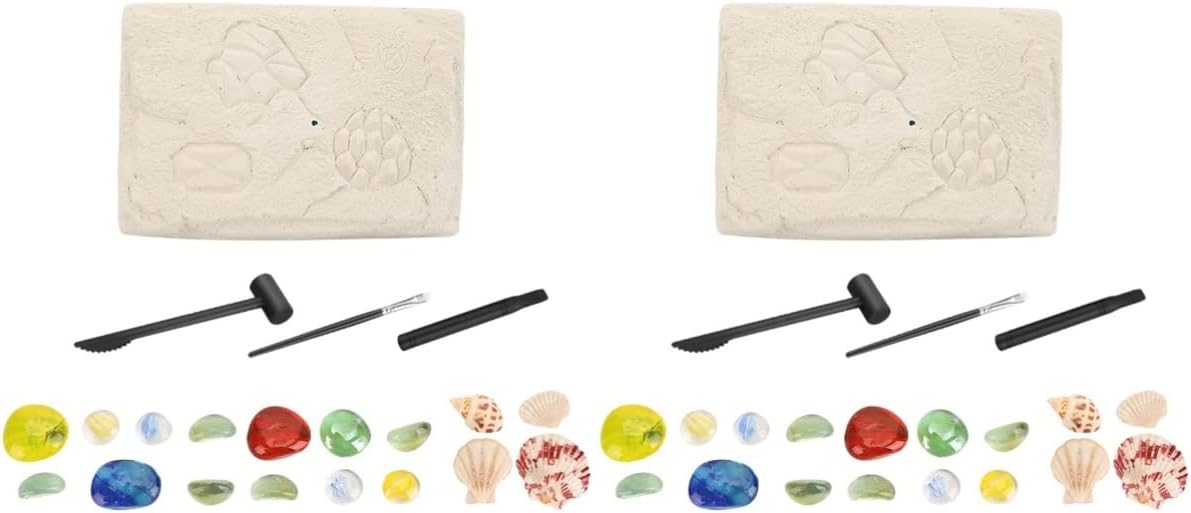 Toyvian Gemstones Dig Toy 2PCS Kids Digging Toy Fossils Plaything gemstone dig kit Archaeology Toy Fossils
