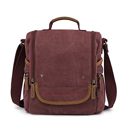 TSD Bolsa tiracolo de lona Atona Traveler da marca, Borgonha, Small