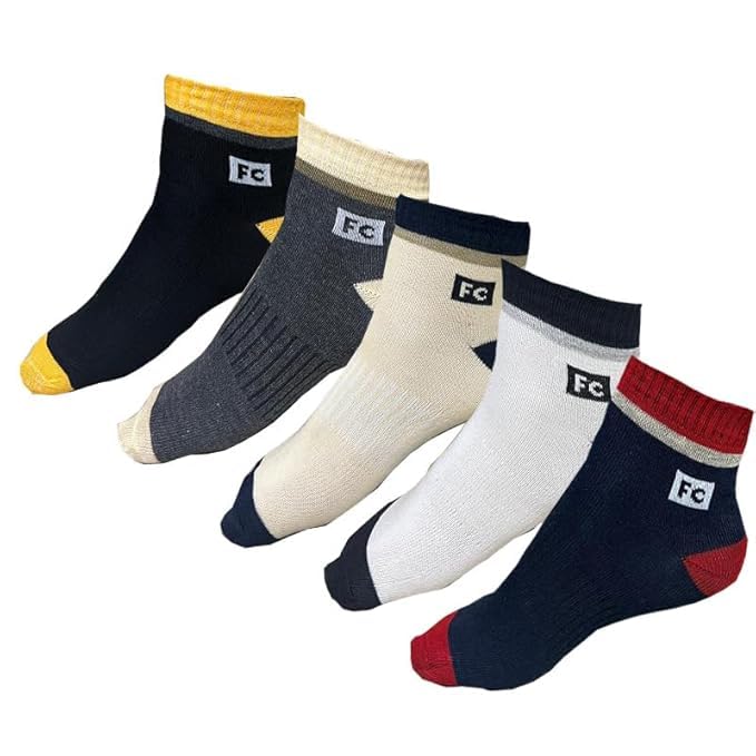 FERRY CHERRY 5 Pairs Cotton Ankle Length Socks for Men & Women