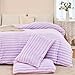 ZRNBAST Fluffy Full Size Comforter Cover 3 Pcs Super Soft Faux Fur Duvet Cover Set Light Purple Plush Fleece Bedding All Seasons Warm Bed Set with Zipper Closure and 2 Pillowcases(Light Purple, Full)