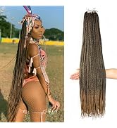 Crochet Box Braids Hair 40 Inch 7 Packs Long Crochet Braids Pre Looped Ombre Honey Blonde Box Bra...