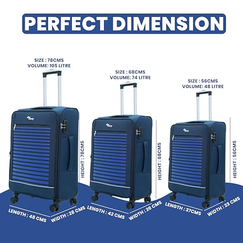 Image of Stripe On Expandable Trolley Bag Set 2 | 360 Dual Spinner Wheels | Expandable & Anti-Theft, 360 Dual Spinner Wheels, Aviation Grade Aluminium Handle, Durable Twill Material