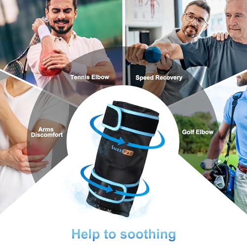 Image of SuzziPad Forearm & Elbow Ice Pack Wrap, Reusable for Tennis & Golf,Black