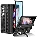 Produktbild HWeggo Handyhülle für Samsung Galaxy Z Fold 4 Hülle mit S Pen Halter und Ständer,Samsung Z Fold 4 Schutzhülle mit Displayschutzfolie,Anti-Kratz Stoßfest Schutzhülle mit Scharnier-Schutz(Schwarz)