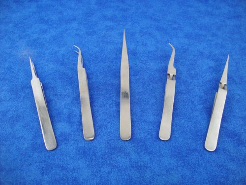 5 Piece Stainless Steel Watchmaker's Forceps Set