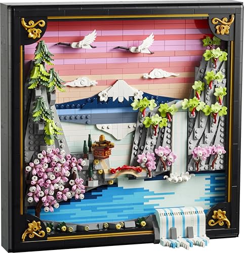 Image of LEGO Art Japanese Cherry Blossom Landscape - Wall Art and Aesthetic Room Decor - 31218