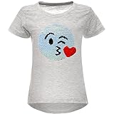 BEZLIT Mädchen Wende-Pailletten Stretch T-Shirt Smile-Motiv 22606 Grau Größe 116
