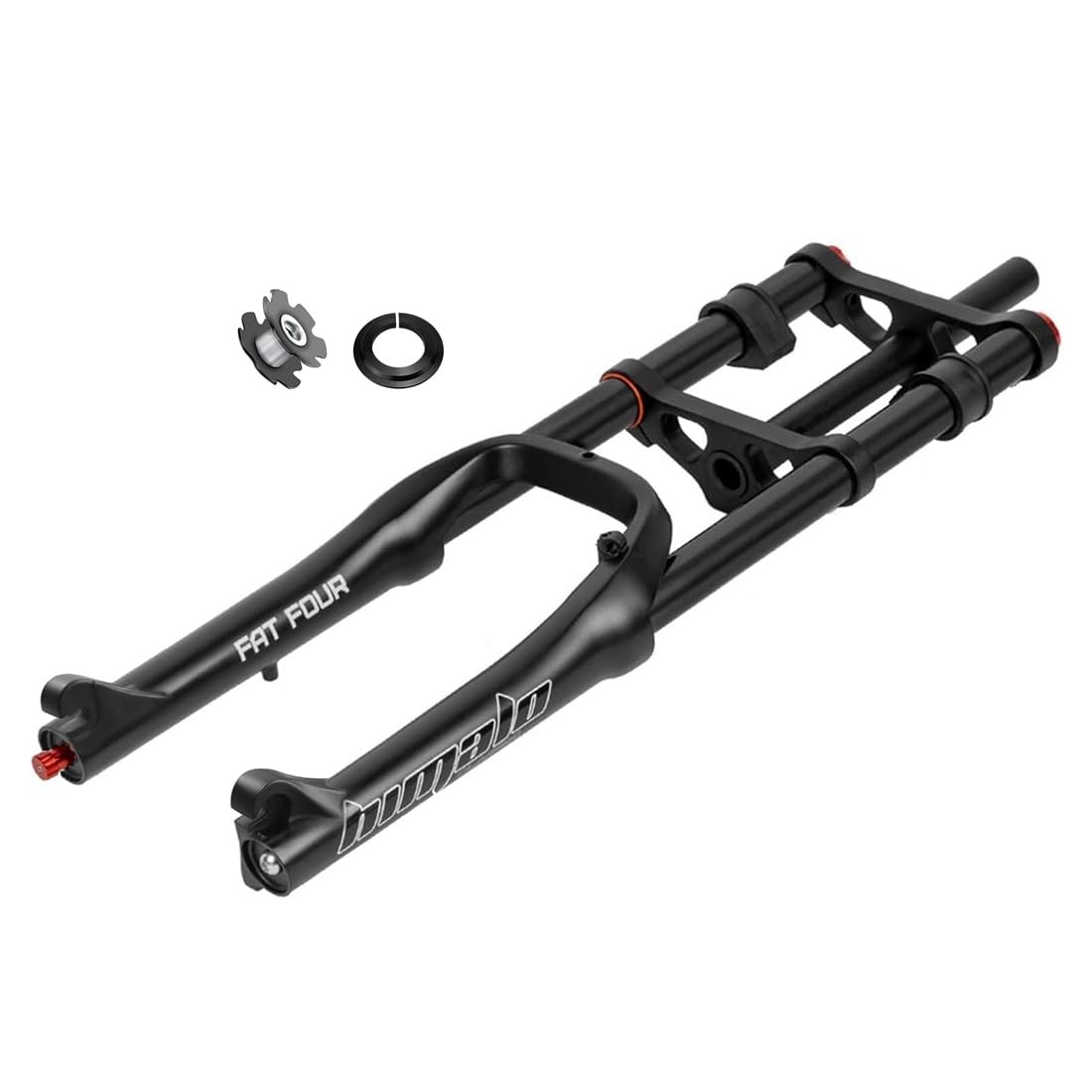 20 Pollici 4,0 Forcella Fat Bike Corsa 120mm Forcella Sospensioni Air Bici Ritorno Regolabile 1-1/8 Diritta Forcella Anteriore E-Bike Freno A Disco QR 9x135mm Blocco Manuale(Black)