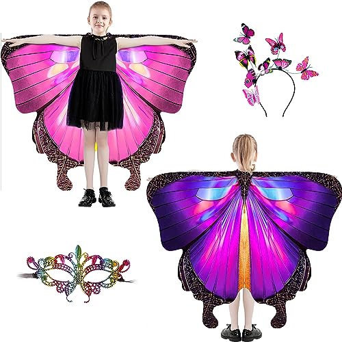 Disfraz alas de mariposa doble faz para niñas 3 piezas