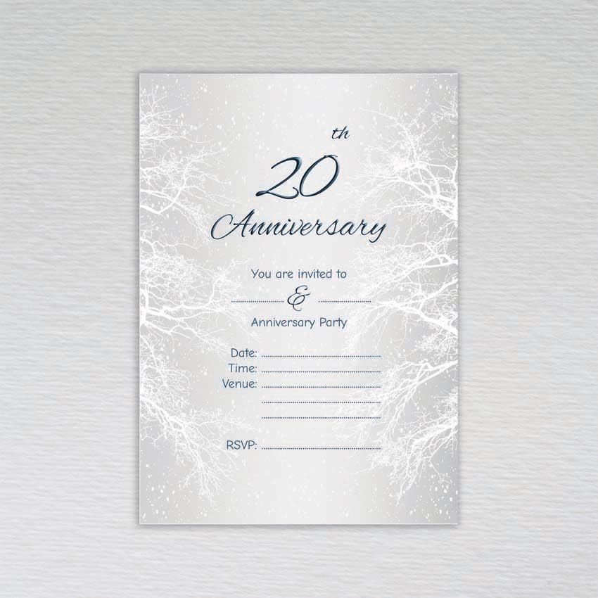 Webspectations Pack of 20th Wedding Anniversary Invitations: Winter Snowy Tree 20th Anniversary Invites (Pack of 20 without Envelopes)