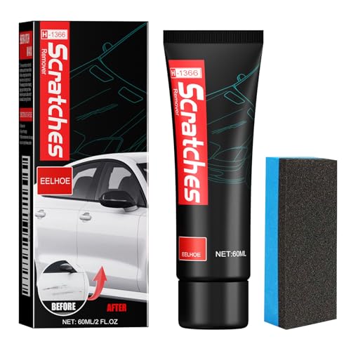 lomdung Dissolvant de Rayures pour Véhicules avec Une éponge, Pâte de Réparation de Rayures de Voiture, Pate a Polir Carrosserie Efface Rayures Profondes Voiture, Pour Tous Types de Véhicules, 60ML