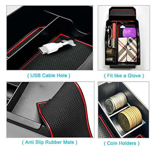 Image of CDEFG for 2023 2024 2025 2026 Mazda CX50 Center Console Organizer Tray | for 2023-2026 Mazda CX-50 Armrest Tray CX50 Central Consola Organizer Storage Box 2025 2026 Mazda CX50 Accessory (Red)