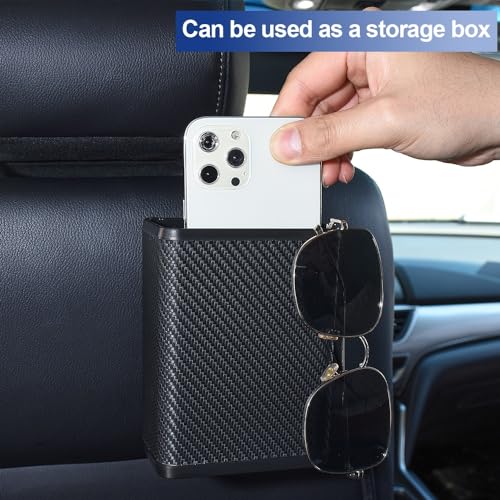 Image of JSCARLIFE Car Trash Can, Car Mounted Garbage Bin, Front and Rear Seats, Door Mounted Storage Box, Multifunctional Garbage Bag for Storing Automotive Supplies (Carbon Grain), ST-T2219-6