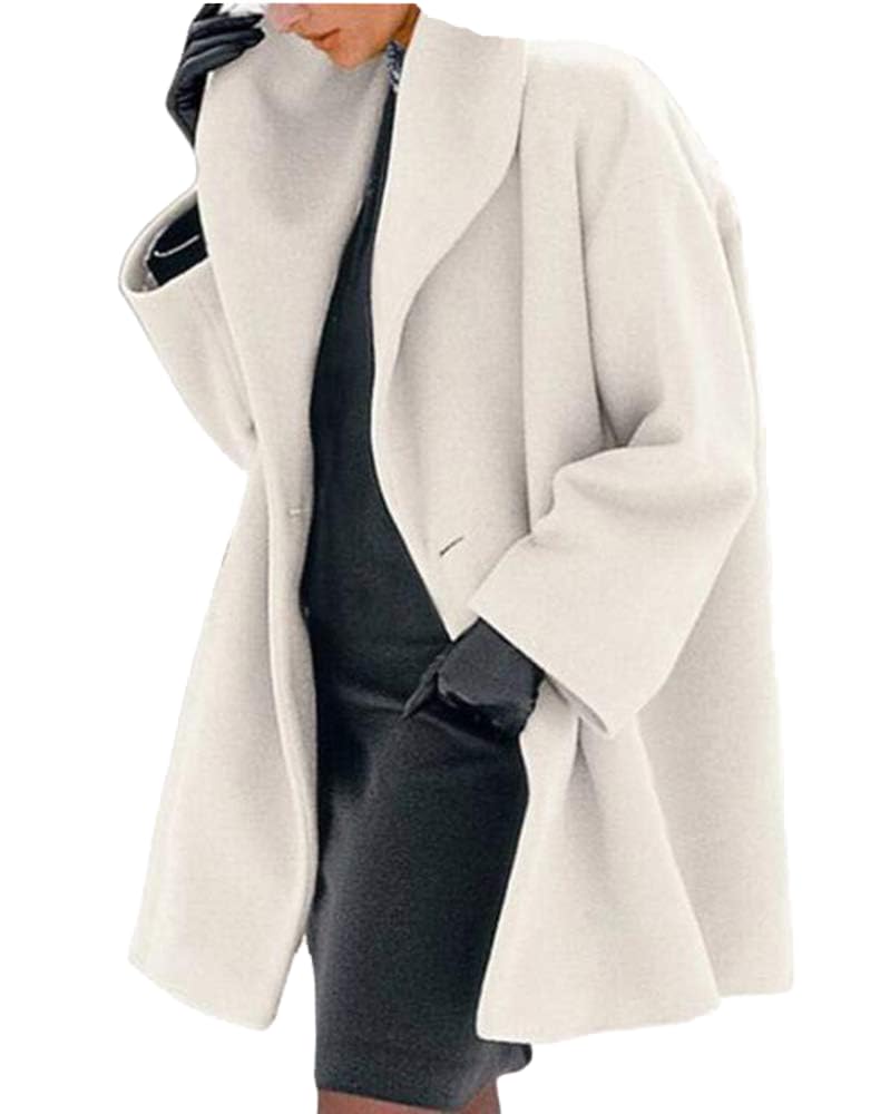 keephen Womens Long Coat Shawl Collar Jacket Winter Trench Longline Parka Outwear Overcoat Plus Size