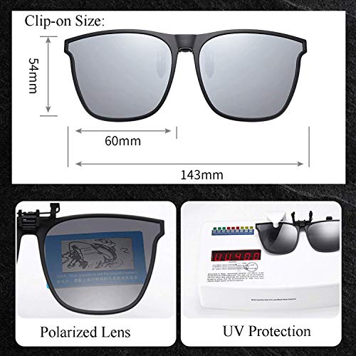 Image of Polarized Clip-on Sunglasses Oversized UV400 Anti-Glare Fishing Driving over Prescription Glasses for Men Women