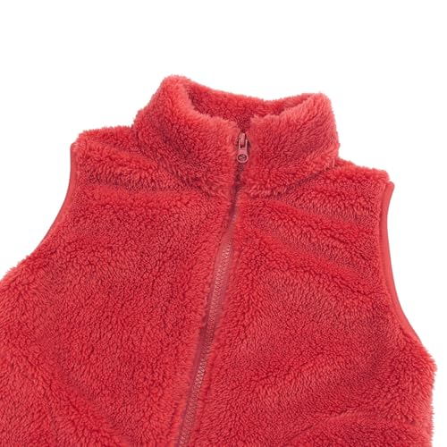 Image of JESKIDS Girls' Boys Sherpa Fleece Vest Outwear Lightweight Solid Color Cute Jacket with Pockets 2-11 Years