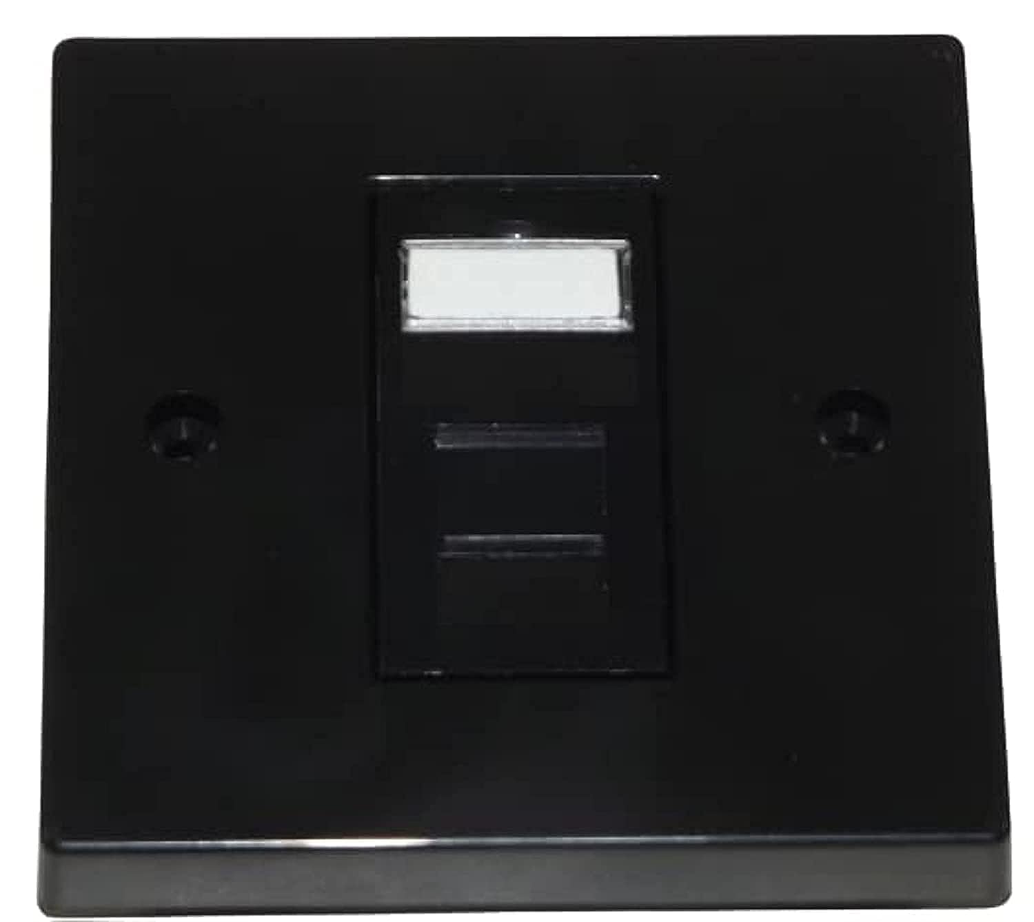 DKURVE BLACK Cat6 RJ45 Face Plate Ethernet Network wall socket (Single Port)