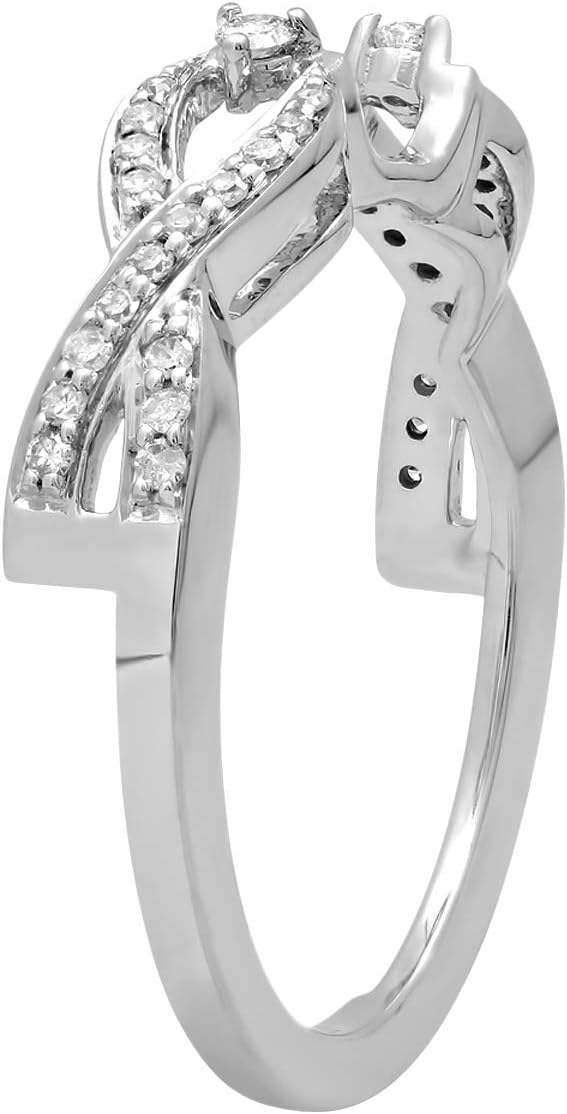Dazzlingrock Collection 0.23 Ctw 14K Real Solid Gold Round White Natural Diamond Women Wedding Band Enhancer Guard Ring