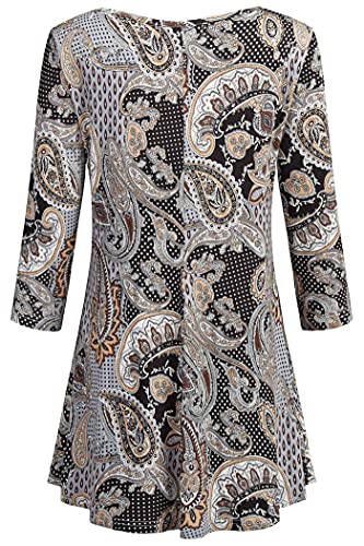 Image of Nandashe Womens 3 /4 Sleeves Floral Tunic Shirts Summer Casual Dressy Blouse Tops