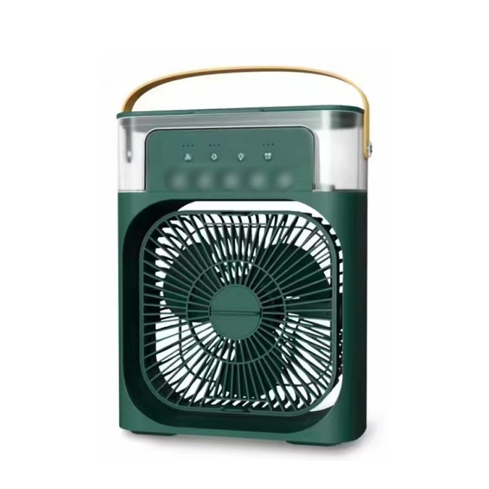 HADAVAKA Portable Misting Fan With Water Mist Spray Cooling – Features 3 Adjustable Wind Speeds, Night Lights, Perfect Mini Desktop Fan for Office, Car, Home, and Beyond (Green)