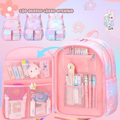Image of Kids Backpack for Girls.Girls Backpack,School Bag for Kids.GirlsTeens Middle Student,Kawaii Children's Book Bag Purple