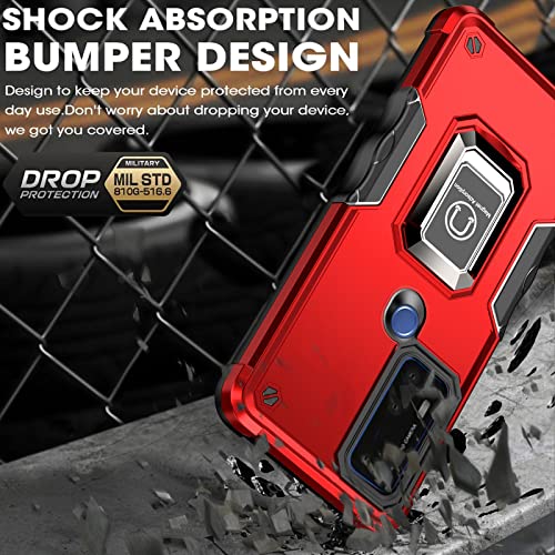 Lokyoo For Cricket Dream 5G/ At&T Radiant Max 5G/ Cricket Innovate 5G Case, Metal Ring Magnetic Support Kickstand, Drop Tested Cover, Compatible With Magnetic Car Mount, Protective Phone Case Red #TOP1