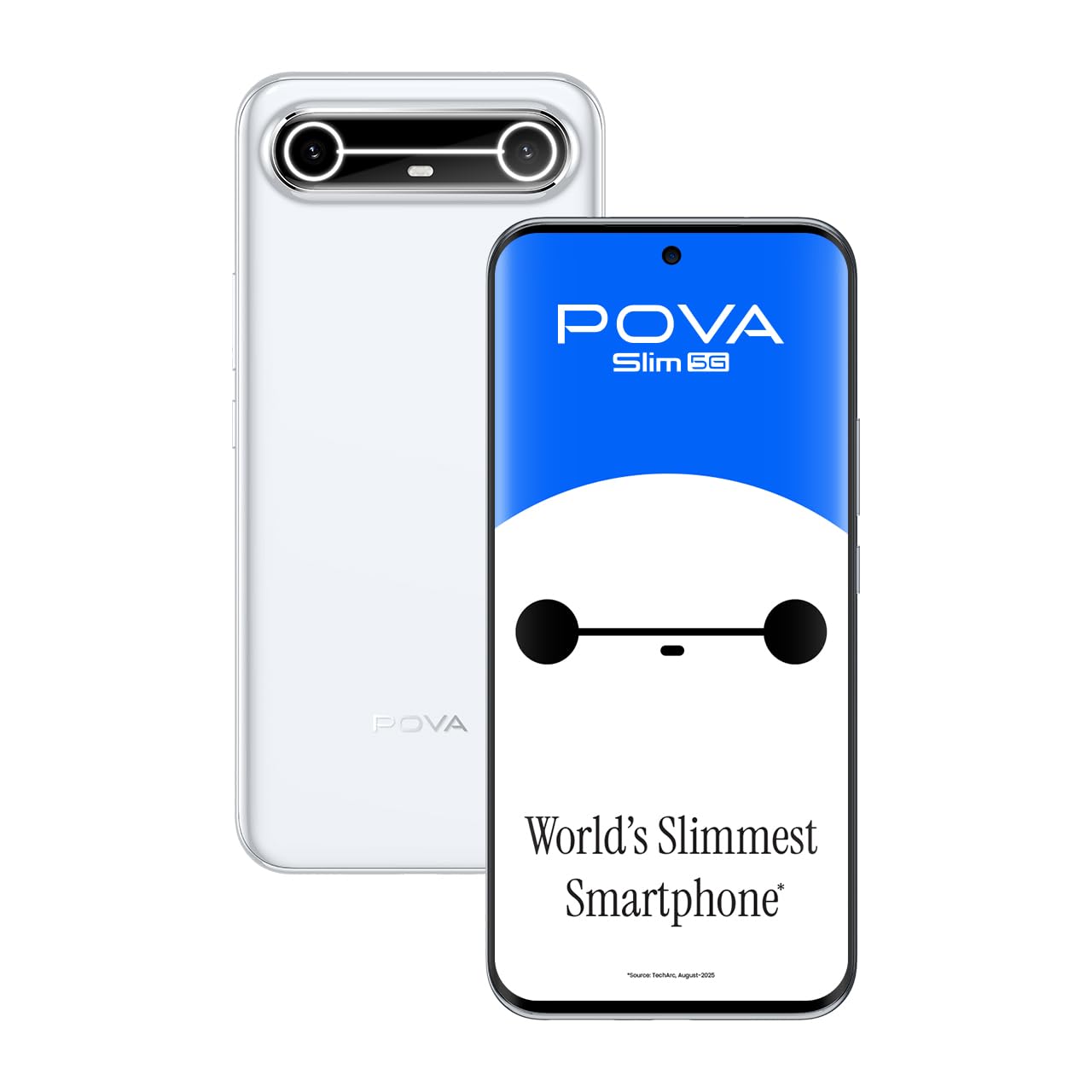 Pova Slim 5G (Slim White, 8+128GB) | World's Slimmest and Lightest* 5G with 5160mAh Battery | World's 1st Dynamic Mood Light | 144Hz 1.5K 3D Curve AMOLED | Military Grade MIL 810H Protection | IP64