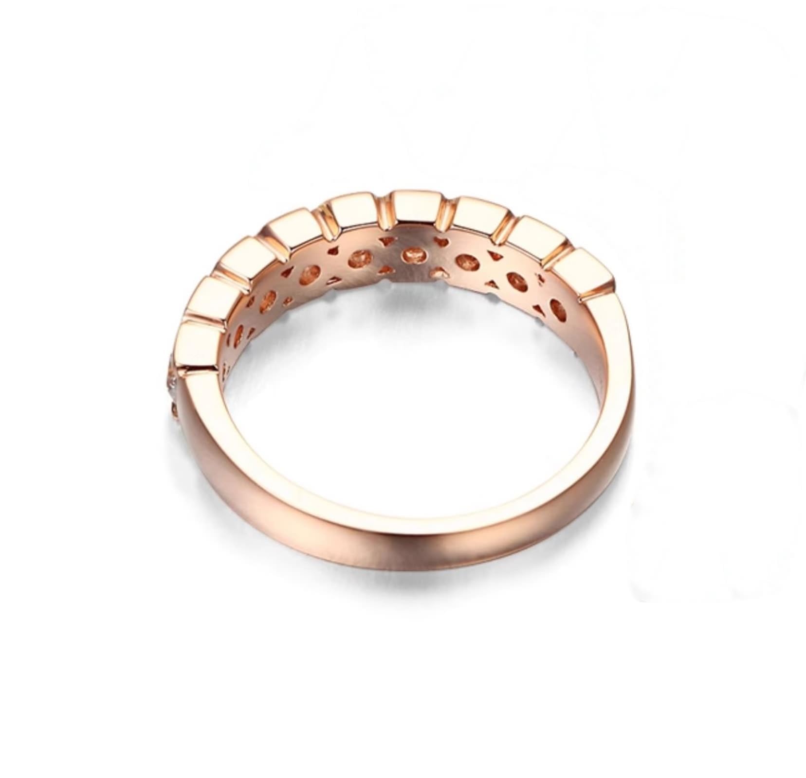 Partnerringe PT950/9K/14K/18K Rotgold, Weiß Labor Erstellt Diamant Klassiker Freundschaftsringe Rundschliff, Echte Goldschmuck Verlobungsring 18/14/ 9 Karat Gold, Gr.47-70