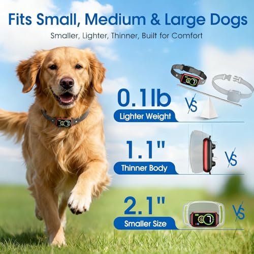 1S Stop Barking Smart Dog Bark Collar, Humane Anti Barking Device with Beep & Vibration, 7 Adjustable Sensitivity, Ultra-Light Bark Collar for Small Medium Large Dogs IP67 Waterproof Indoor Outdoor - Image 4