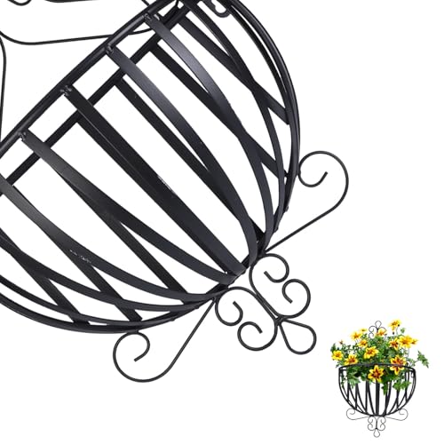 Support de pot de fleurs métallique demi-circulaire avec grille de drainage - 2