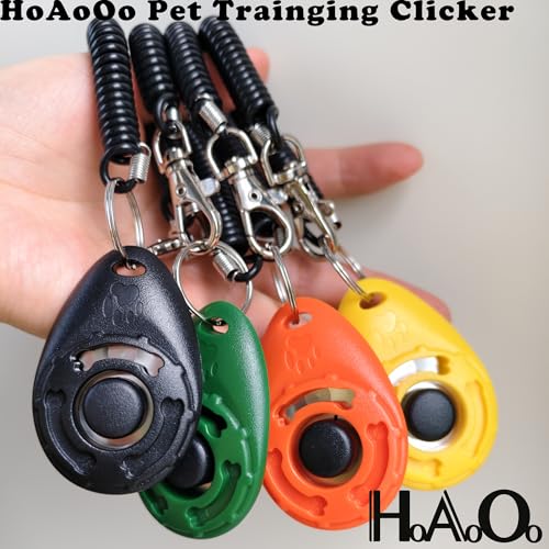Pet Training Clicker with Wrist Strap - Dog Training Clickers for Puppy, Cat, Potty, Bird, Horse, Pet, Trainer Training Tools, Behavior Aids (Black +Deep Green + Tangerine + Yellow) - Image 3