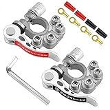 Makerfire Batterieklemmen Batterie Polklemmen Autobatterie Klemme Messing Steckverbinder SAE/JIS A-Typ Plus und Minus für Automobil Schiff Transporterakku 2 Stück