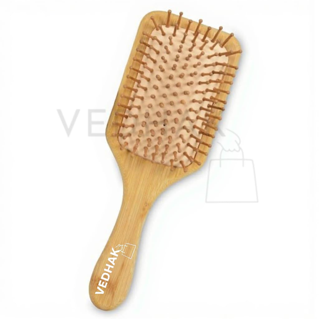 VEDHAK Hair Brush Natural Wooden Detangling Comb Detangler Paddle Hairbrush For Women Men Kids All Hair Types Smooth, Shiny & Healthy Hair. (1)