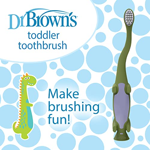 Image of Dr. Brown's Toddler Toothbrush, Dinosaur Green Manual