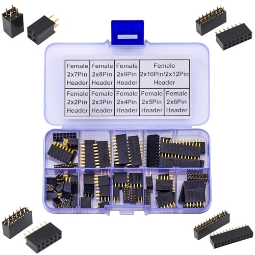 Keszoox Cabeçalho de pino de fileira dupla de 2,54 mm 2P 3P 4P 5P 6P 7P 8P 9P 10P 12P, conector DIP