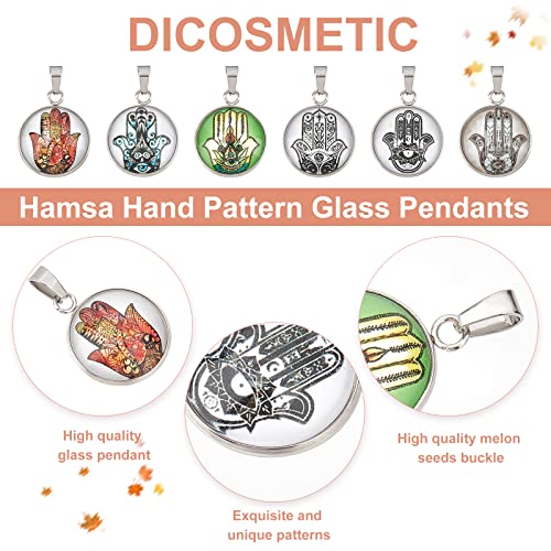 Dicosmetic 24Pcs 6 Colors Stainless Steel Glass Hamsa Hand Pendants Flat Round Beads Charms For Women Diy Necklace Bracelet Earring Hair Ornaments Jewelry Making #TOP3